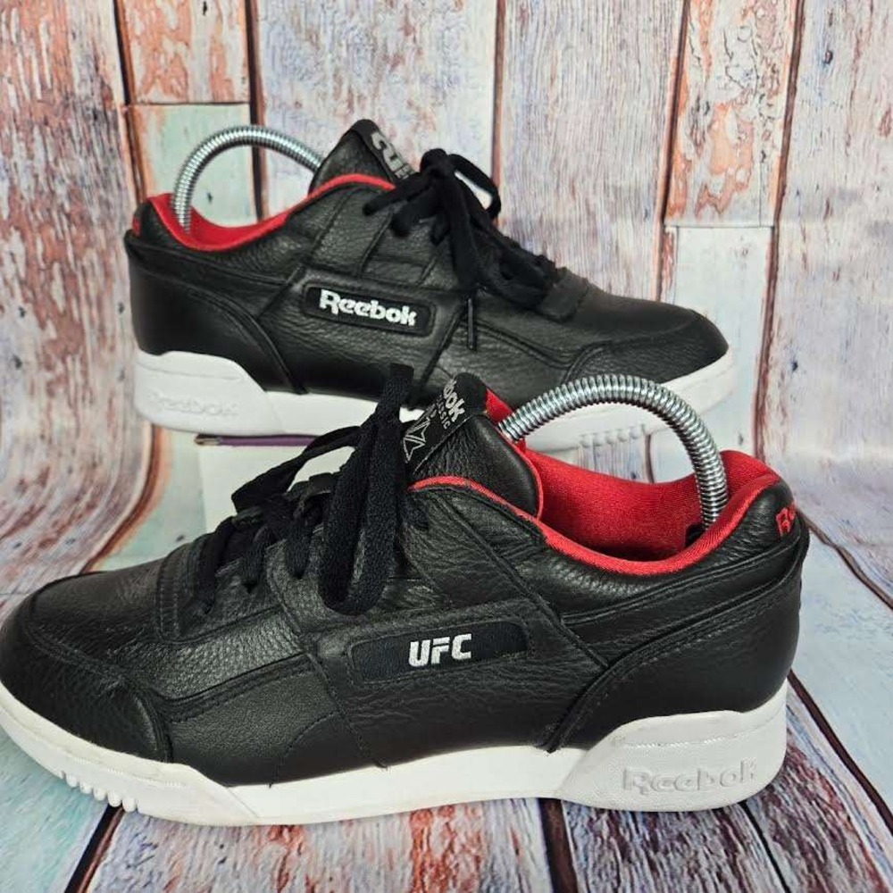 Reebok Workout Plus UFC 25th Anniversary Rare Black‎ Red Leather Sneakers US 8